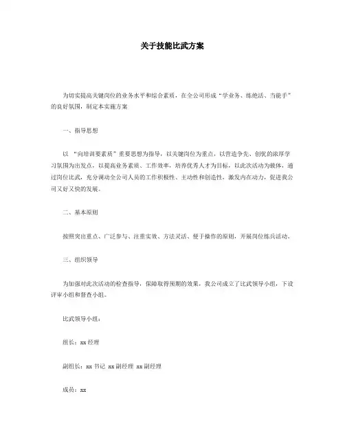关于技能比武方案