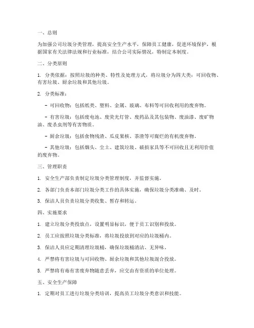 垃圾分类安全生产管理制度