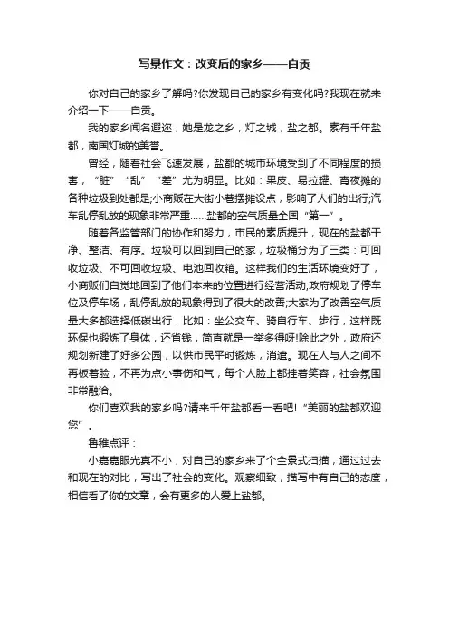 写景作文：改变后的家乡——自贡