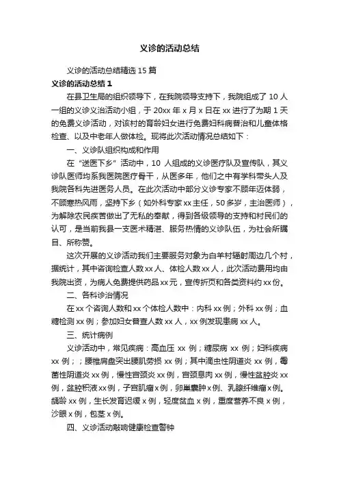 义诊的活动总结精选15篇
