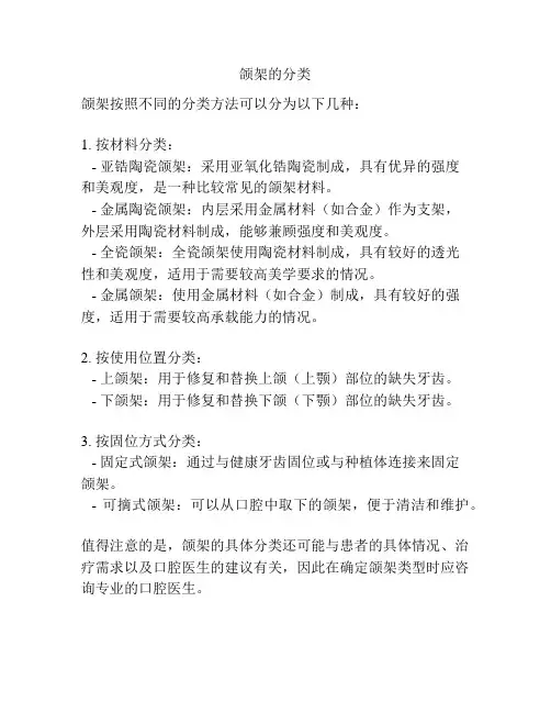 颌架的分类