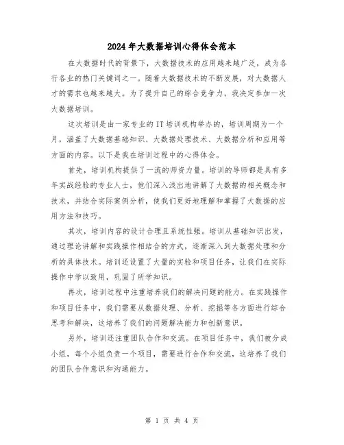 2024年大数据培训心得体会范本(2篇)