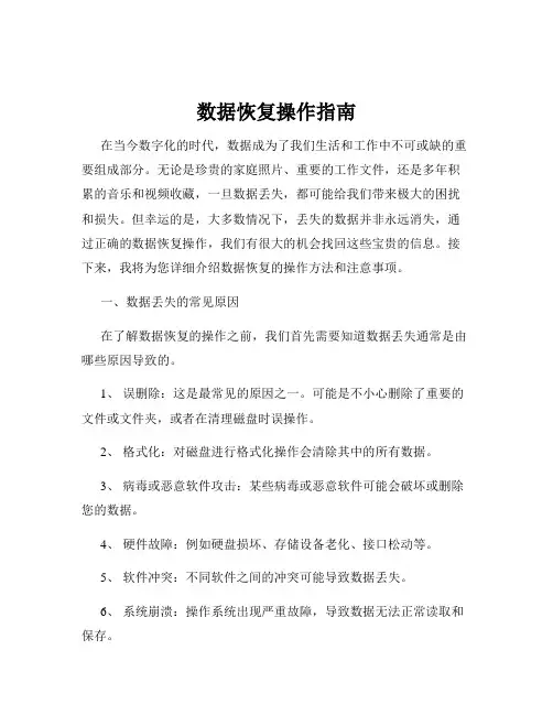数据恢复操作指南