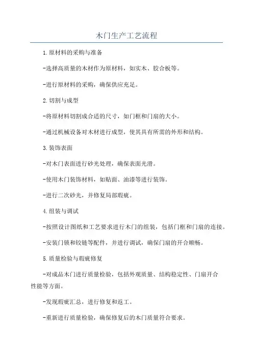 木门生产工艺流程