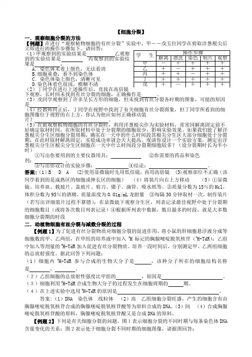 高考复习细胞分裂专题