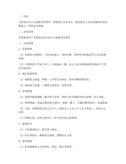 小儿惊厥应急预案