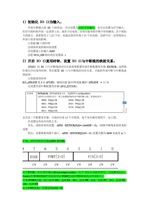 外部中断的设置和一些寄存器的介绍
