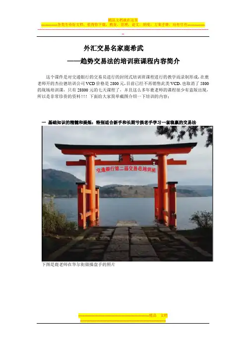 外汇交易名家鹿希武内训2800元VCD简介