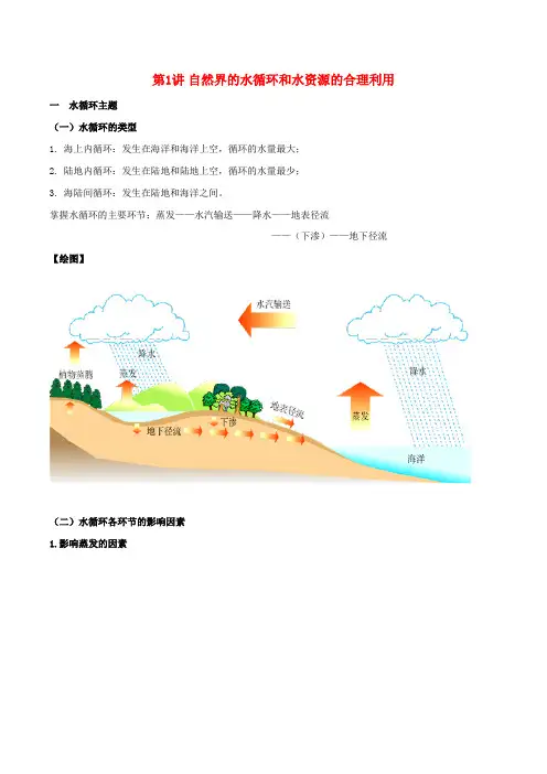 2020届高考地理一轮复习专题3.1自然界的水循环和水资源的合理利用教案(含解析)