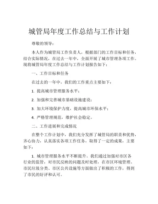 城管局年度工作总结与工作计划