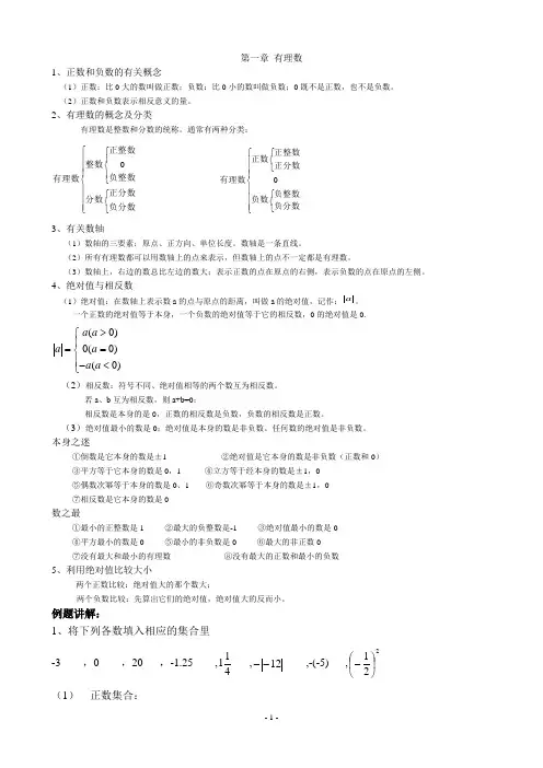 第一章.有理数知识点归纳总结