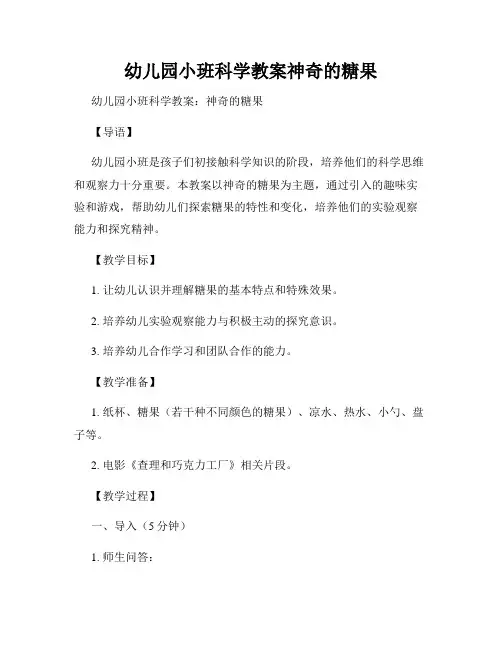 幼儿园小班科学教案神奇的糖果