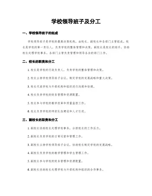 学校领导班子及分工