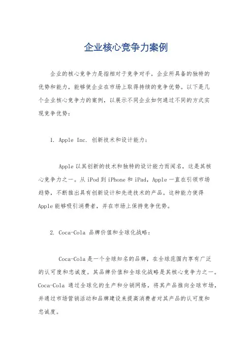 企业核心竞争力案例
