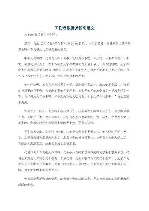 工伤迟报情况说明范文