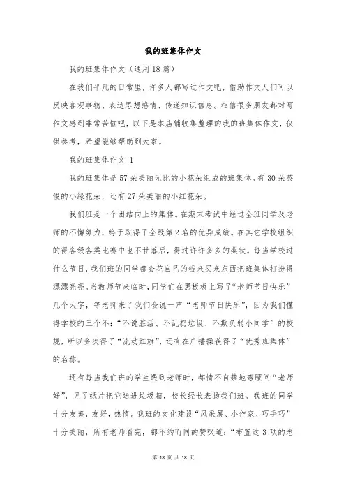 我的班集体作文