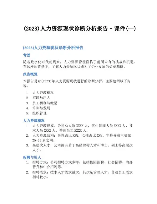 (2023)人力资源现状诊断分析报告--课件(一)