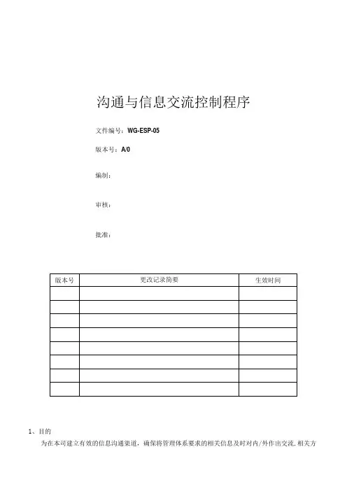 沟通和信息交流控制程序
