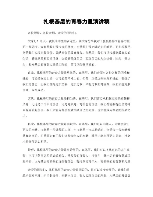 扎根基层的青春力量演讲稿