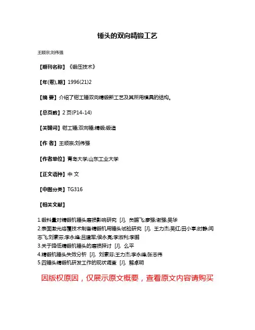 锤头的双向精锻工艺