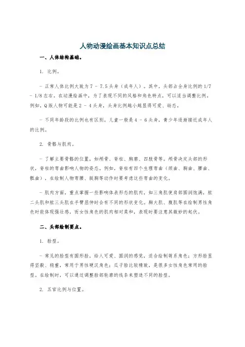 人物动漫绘画基本知识点总结