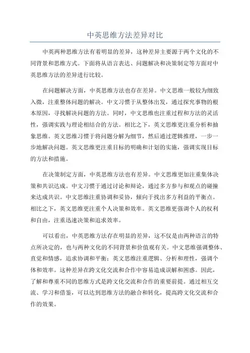 中英思维方法差异对比