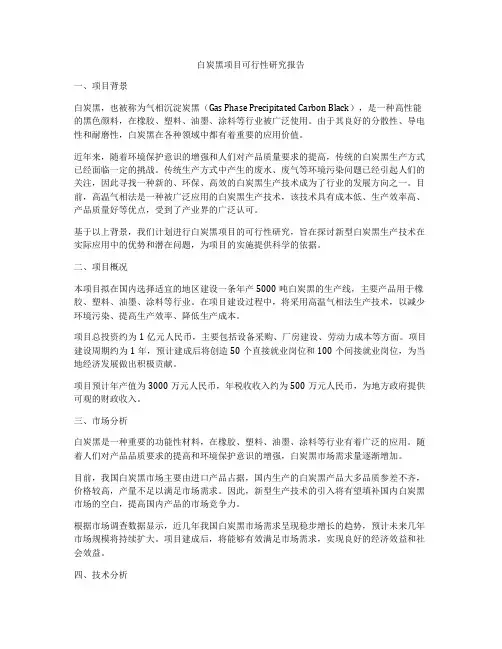 白炭黑项目可行性研究报告