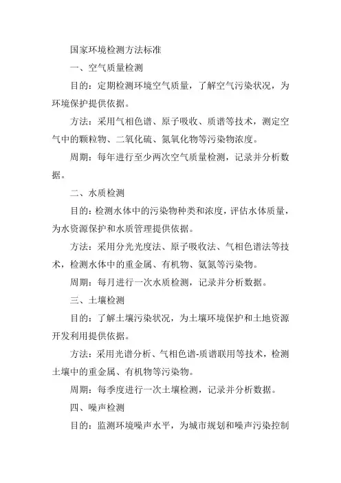 国家环境检测方法标准