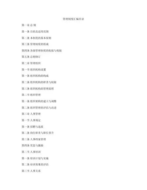 管理制度汇编目录