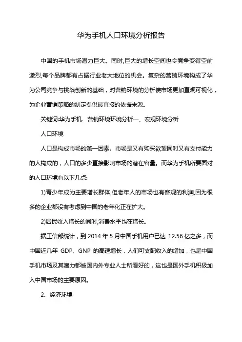 华为手机人口环境分析报告
