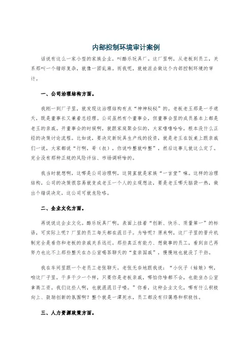 内部控制环境审计案例
