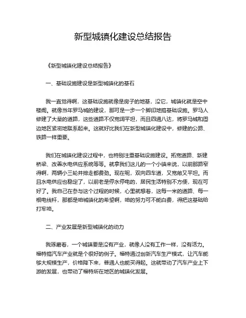 新型城镇化建设总结报告