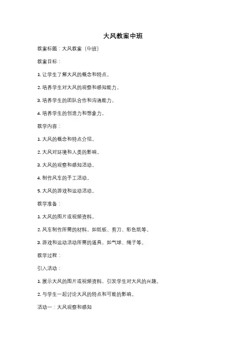 大风教案中班