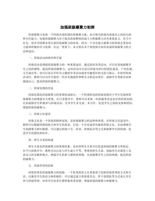 加强班级凝聚力初探