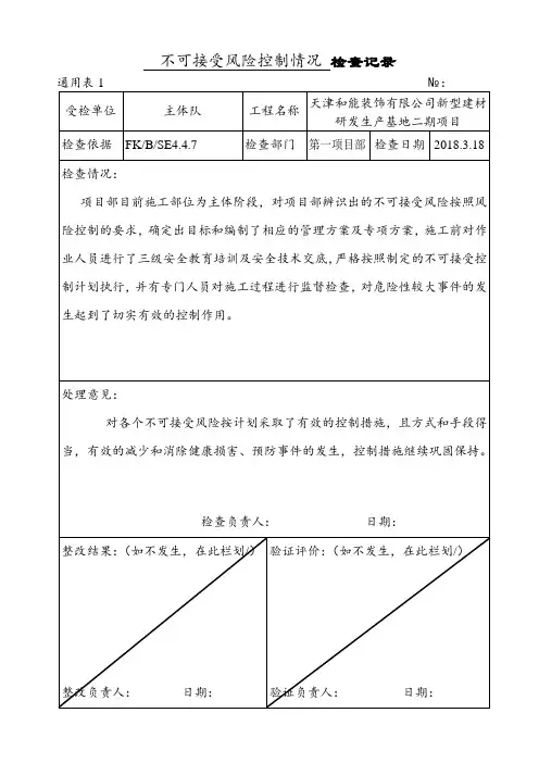 不可接受风险、检查记录