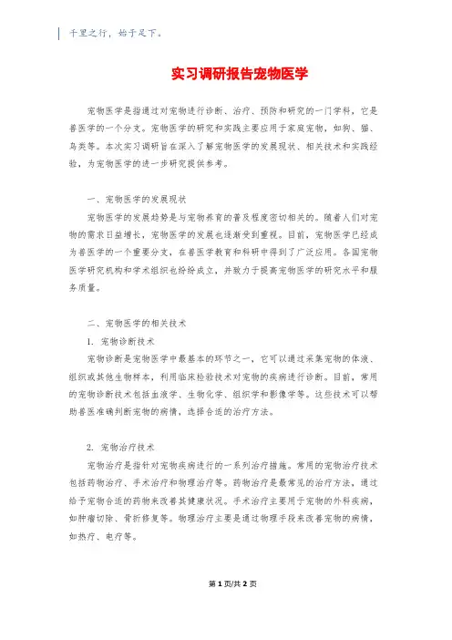实习调研报告宠物医学