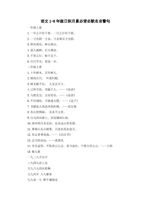 语文1-6年级日积月累必背必默名言警句