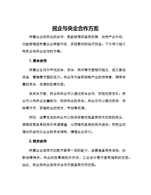 民企与央企合作方案