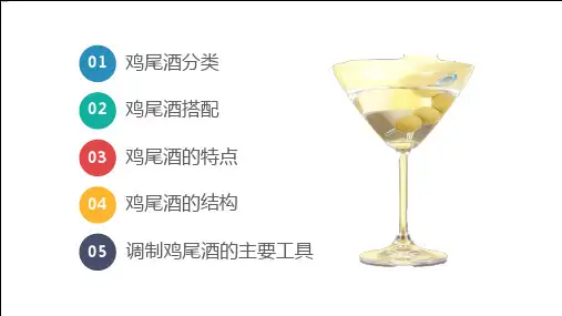 清新简约风实用调酒师培训鸡尾酒调制培训教学课件PPT模板