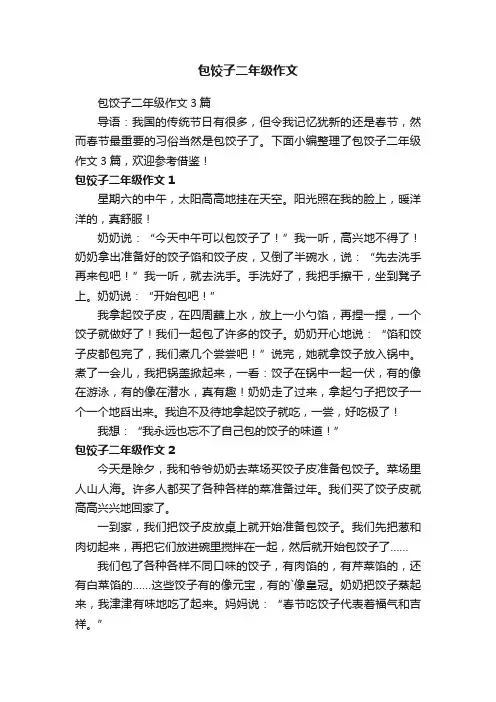 包饺子二年级作文3篇