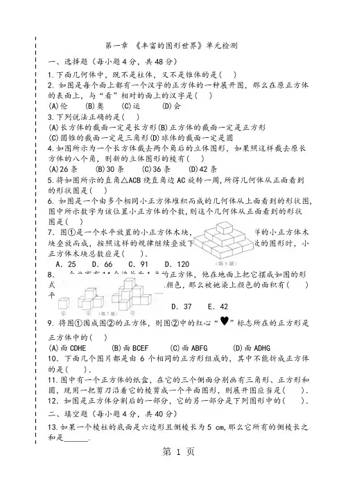 第一章丰富的图形世界综合测评(难度较大)(无答案)-word