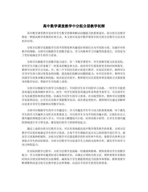高中数学课堂教学中分组分层教学初探
