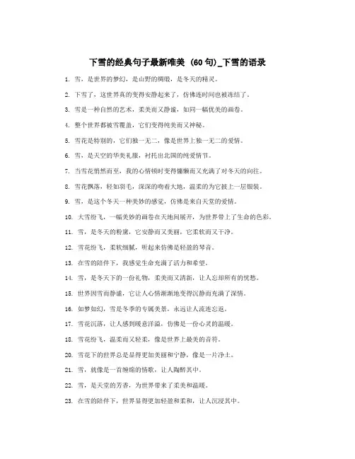 下雪的经典句子最新唯美 (60句)_下雪的语录