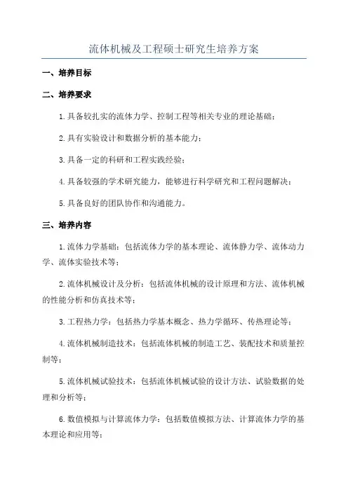 流体机械及工程硕士研究生培养方案