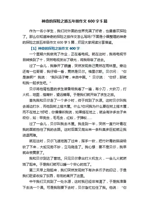 神奇的探险之旅五年级作文600字5篇