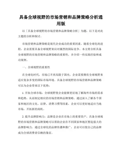 具备全球视野的市场营销和品牌策略分析通用版