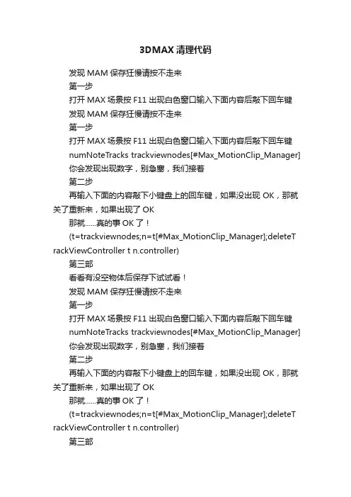 3DMAX清理代码
