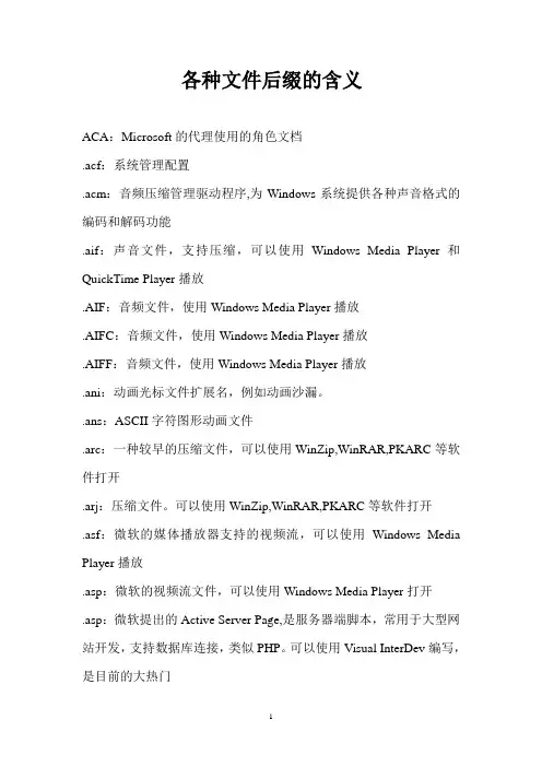 各种文件后缀的含义