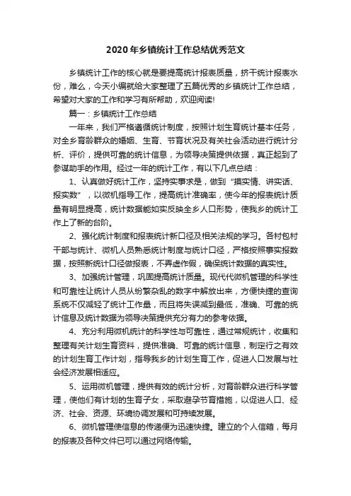 2020年乡镇统计工作总结优秀范文