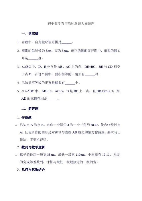初中数学青年教师解题大赛题库